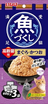 いなば　魚づくし　高齢猫用　まぐろ・かつお60ｇ×3袋 いなば　ペットフード　ペット