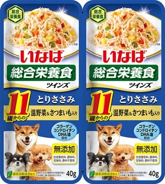 ＴＷ-05ツインズ11歳からのとりささみ温野菜＆さつまいも入り80ｇ いなば　ペットフード　ペット