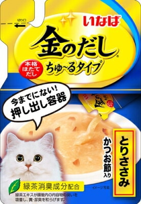 金のだしちゅーるタイプとりささみかつお節入り140ｇ いなば　ペットフード　ペット
