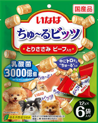 ちゅーるビッツ　とりささみ　ビーフ入り12ｇ×6袋 いなば　ペットフード　ペット