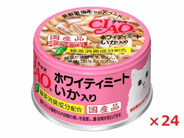 【24個セット】Ａ-03　チャオ　まぐろ白身＆いか入り85ｇ いなば　ペットフード　ペット まとめ買い