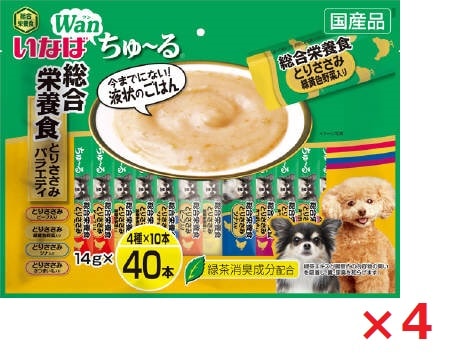 【4個セット】犬ちゅーる40本総合栄養食とりささみバラエティ14ｇ×40Ｐ いなば　ペットフード　ペット まとめ買い