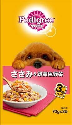 ペディグリー　成犬用　ささみ＆緑黄色野菜 70ｇ×3袋 マース ペット フード ドッグフード