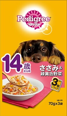 ペディグリー　14歳から用　ささみ＆緑黄色野菜 70ｇ×3袋 マース ペット フード ドッグフード