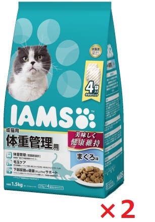 【2個セット】アイムス　成猫用　体重管理用　まぐろ味 1．5ｋｇ マース ペット フード キャットフード まとめ買い