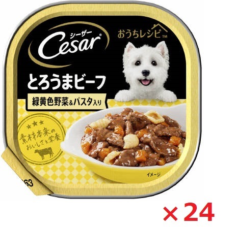 【24個セット】ＣＥＨ2シーザー　おうちレシピ　とろうまビーフ　緑黄色野菜＆パスタ入り 100ｇ マース ペット フード ドッグフード まとめ買い