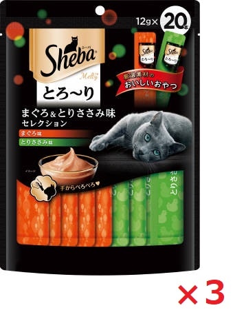 【3個セット】シーバ　とろーり　メルティ　まぐろ＆とりささみ味セレクション 12ｇ×20 マース ペット フード キャットフード まとめ買い