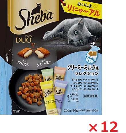【12個セット】シーバ　デュオ　クリーミーミルク味セレクション 200ｇ マース ペット フード キャットフード まとめ買い