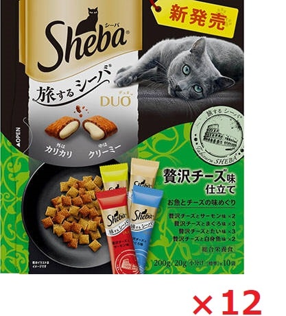【12個セット】シーバ　デュオ　旅するシーバ　贅沢チーズ味仕立て　お魚とチーズの味めぐり 200ｇ マース ペット フード キャットフード まとめ買い
