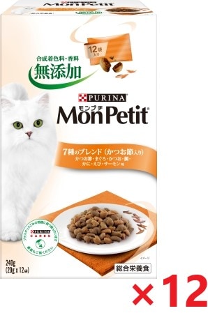 【12個セット】モンプチボックス7種のブレンド（かつお節入り） キャットフード ネスレ日本 ペット フード 240ｇ