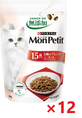 【12個セット】モンプチドライバッグ15歳以上用5種のブレンド キャットフード ネスレ日本 ペット フード 600ｇ
