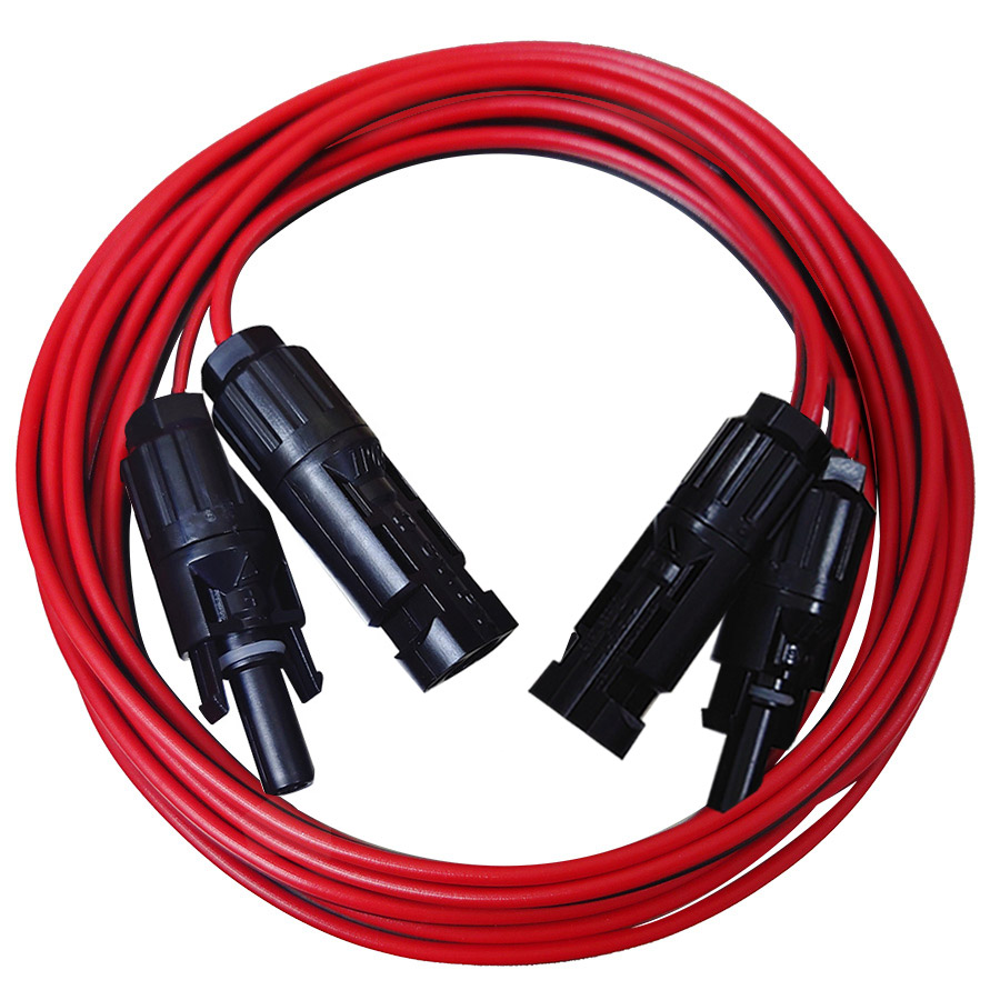 両側 MC4 MC4コネクタ付 3ｍ 延長ケーブル ソーラーパネル ポータブル電源 蓄電池 2本1組 赤 黒 カウスメディア