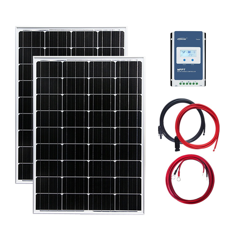 24V 対応 100W ソーラーパネル 2枚 ソーラー充電セット アルミ