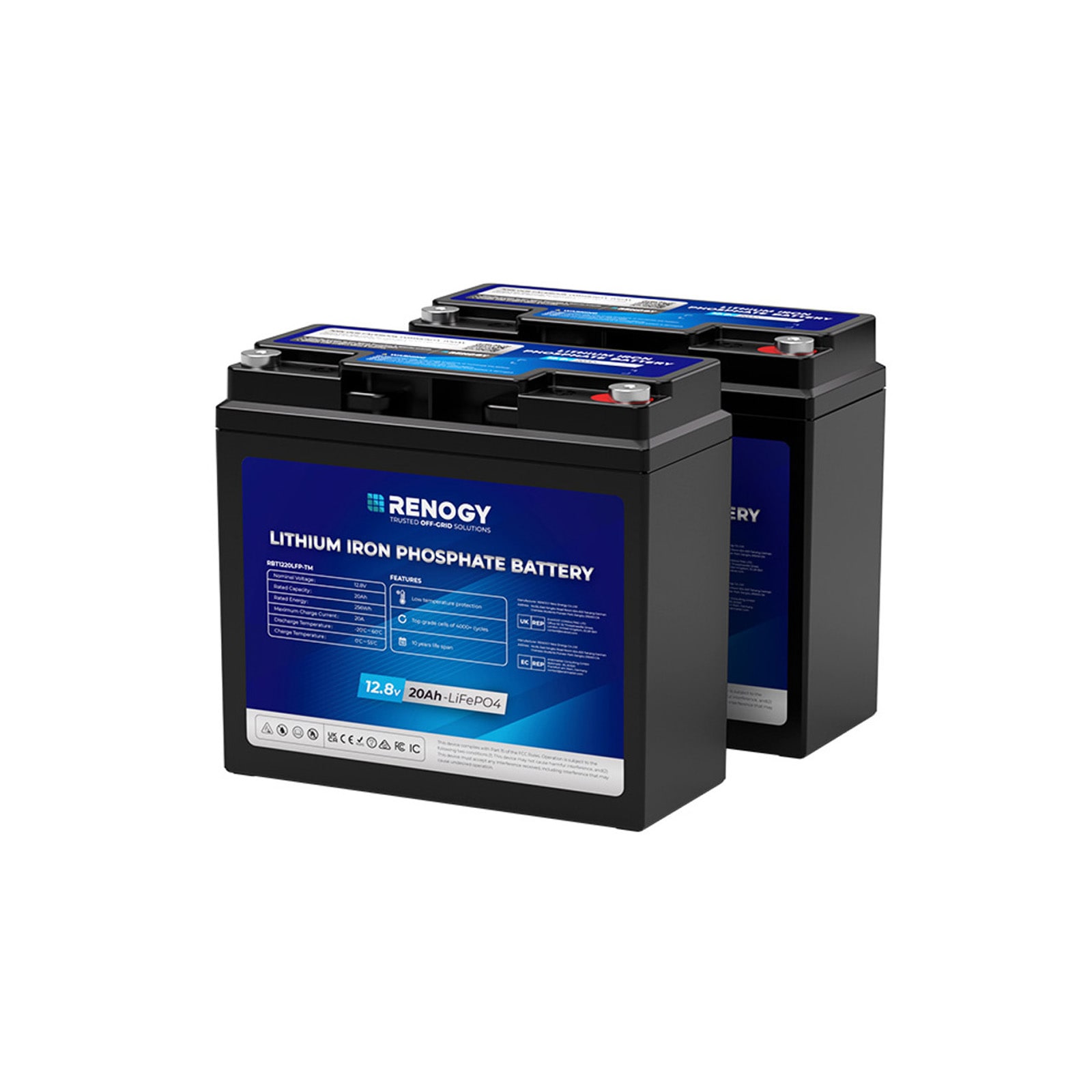 12V 20Ah リン酸鉄リチウムイオンバッテリー RENOGY トローリングモーター 釣り ボート エレキモーターに最適 軽量 非常用電源 LiFePO4 船舶 アウトドア