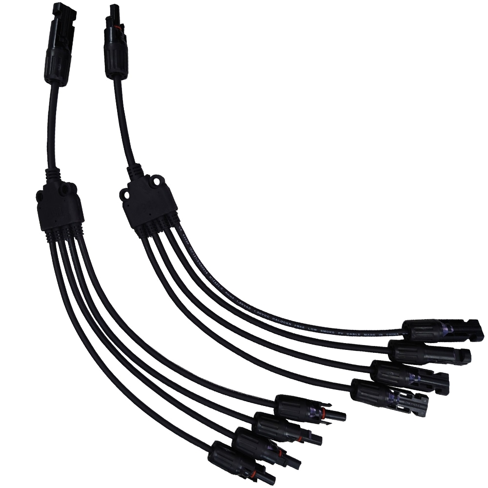 ソーラーパネル 4枚 並列接続用 ケーブル付 MC4並列コネクタ 40A 4又 分岐コネクタ 並列 KAUSMEDIA