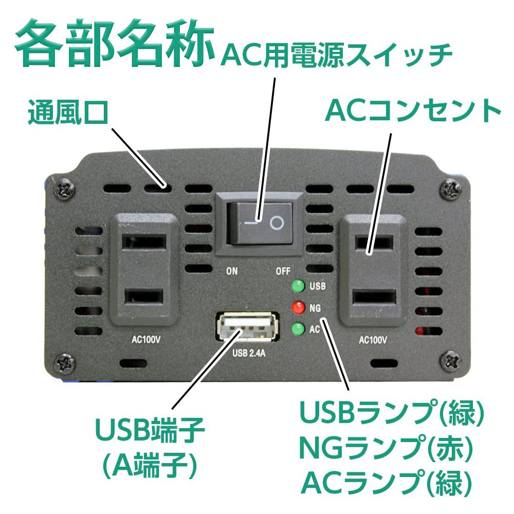 メルテック 車載用 インバーター USB コンセント24V SIV-1001