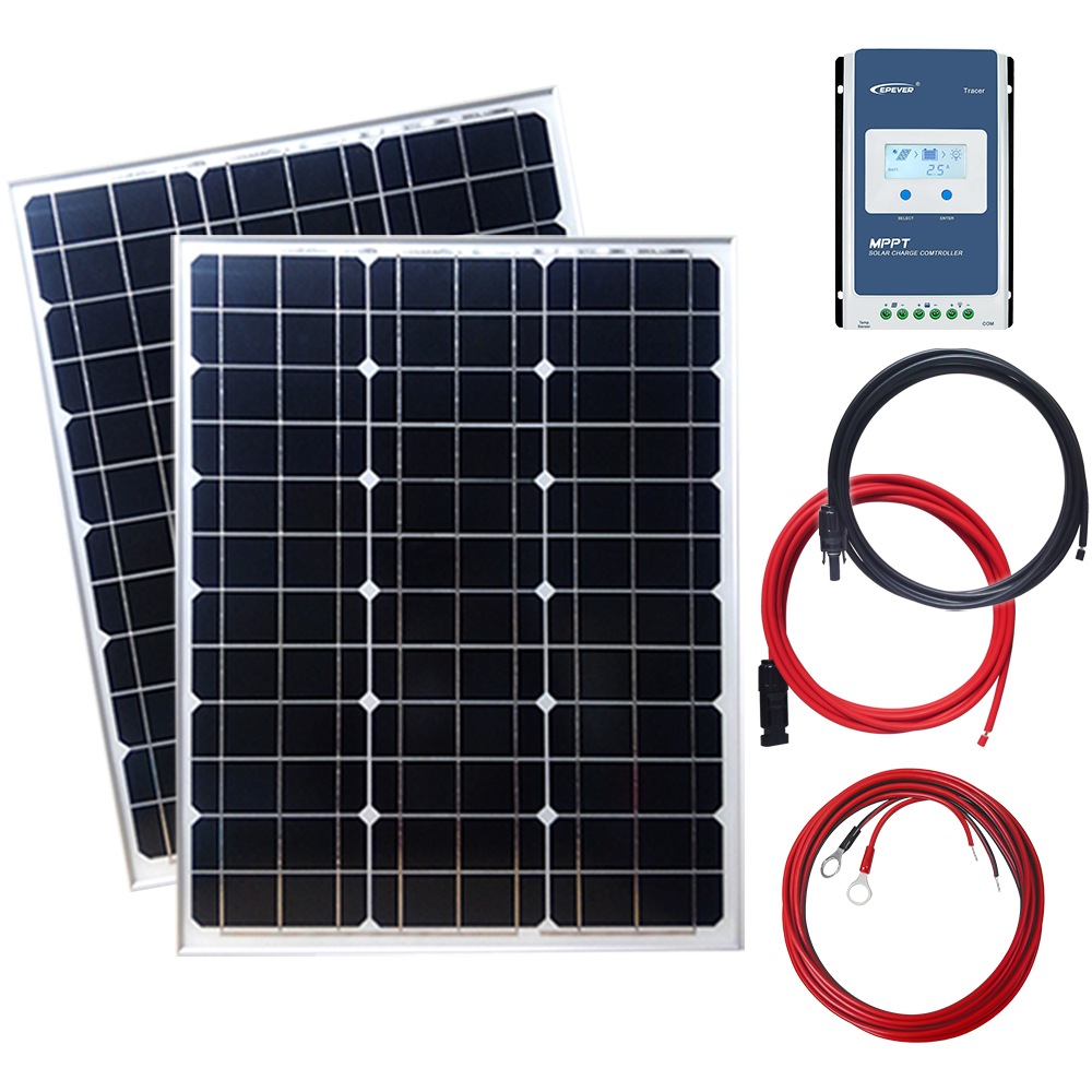 24V 対応 50W ソーラーパネル 2枚 MPPT バッテリー充電セット ソーラー 充電 高効率 発電