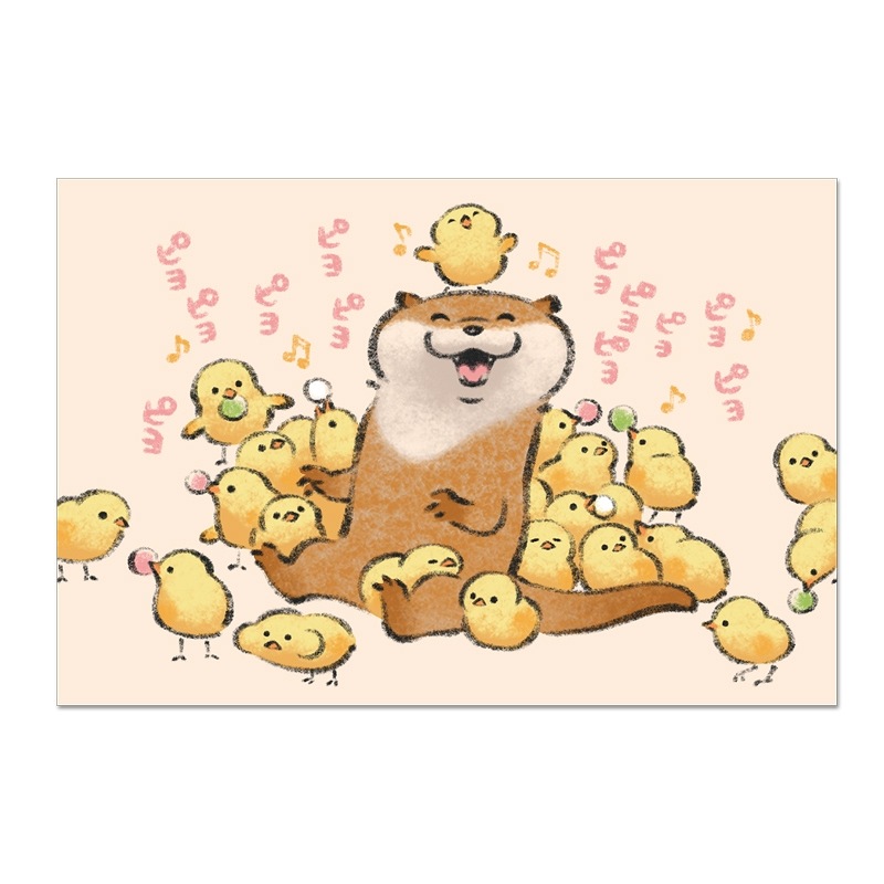 仲良し♡カワウソ&ひよこ 可愛い嘘のカワウソ ポストカード(ピヨピヨ) | すべての商品 | 可愛い