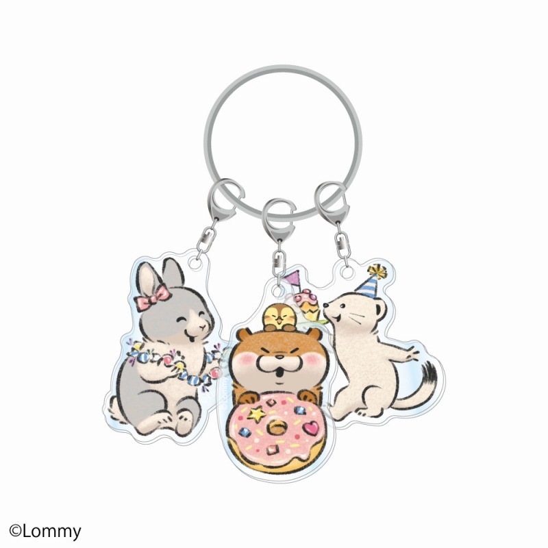可愛い嘘のカワウソ ぬんぬんおやつParty！ 3連アクリルキーホルダー