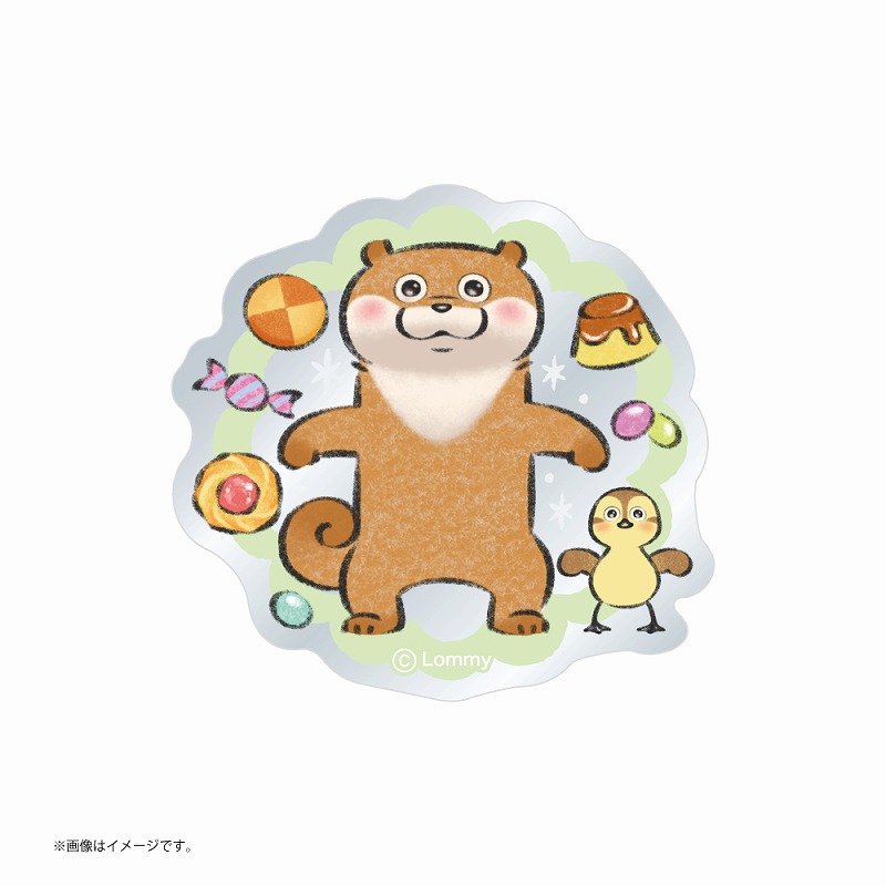 可愛い嘘のカワウソ ぬんぬんParty！カフェ クリアステッカー(グリーン 