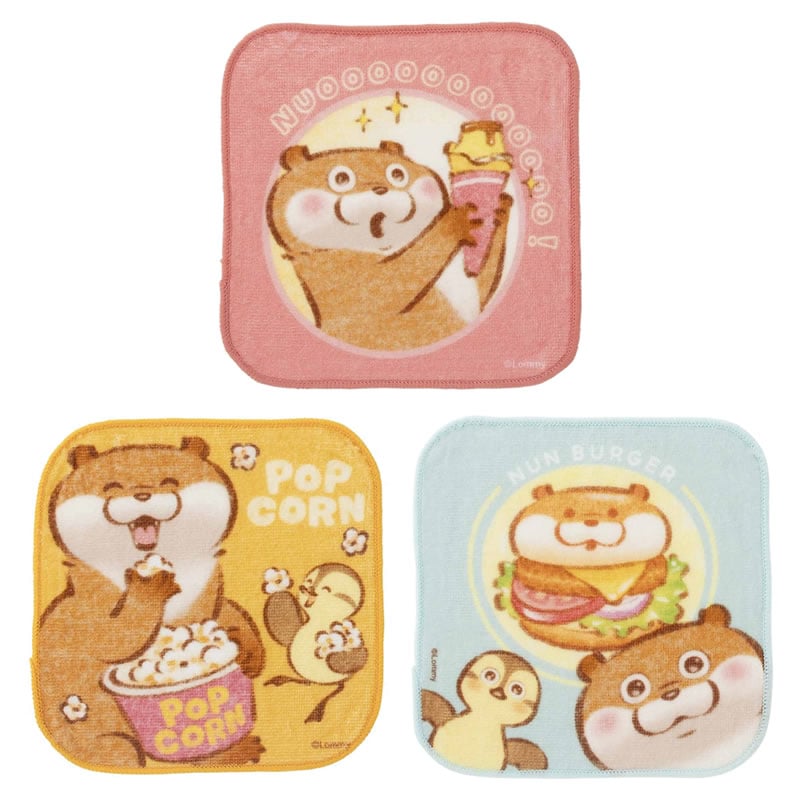可愛い嘘のカワウソ ぬんぬんParty！カフェ 3枚セットタオル