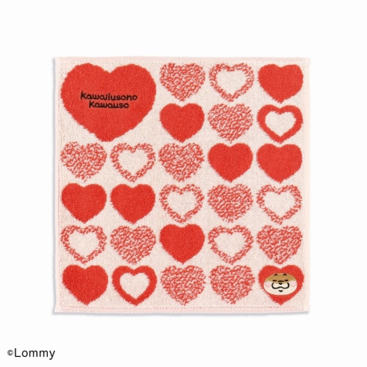 可愛い嘘のカワウソ ハートになるの タオルハンカチ (レッド) | すべて
