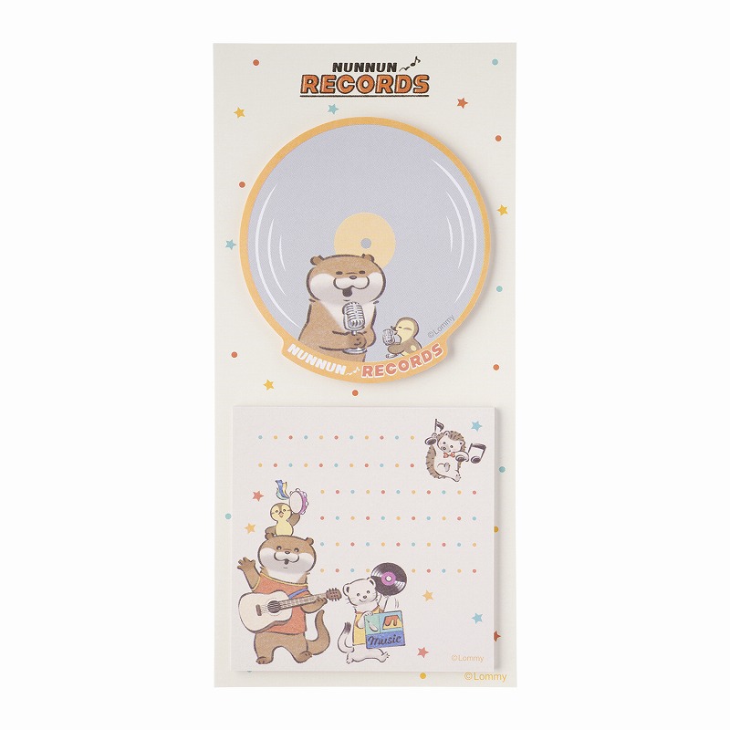 可愛い嘘のカワウソ ぬんぬんレコード レコードな2個セット付箋(みんな
