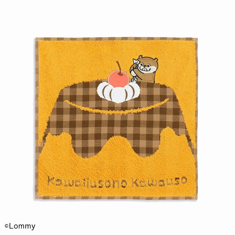 可愛い嘘のカワウソ プリンちゃん タオルハンカチ イエロー | すべての