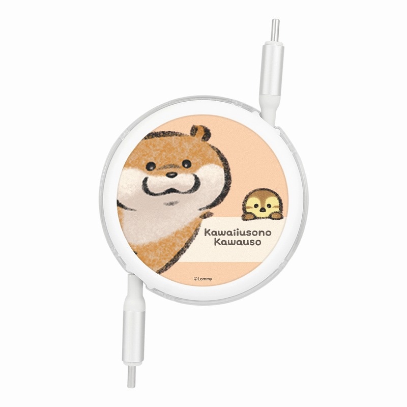 可愛い嘘のカワウソ PD60W対応USB2.0リール式Type-Cケーブル(カワウソ