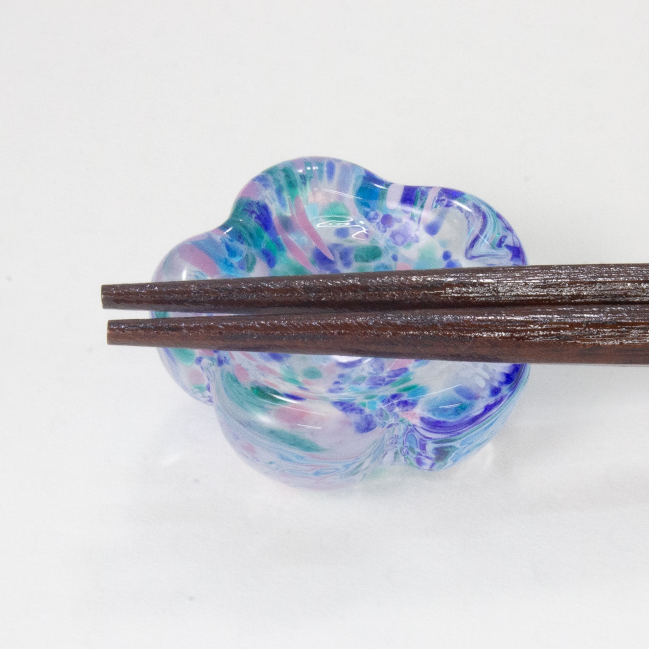 八角風車(緑・赤) 夫婦 江戸硝子うきよ花箸置付きギフト