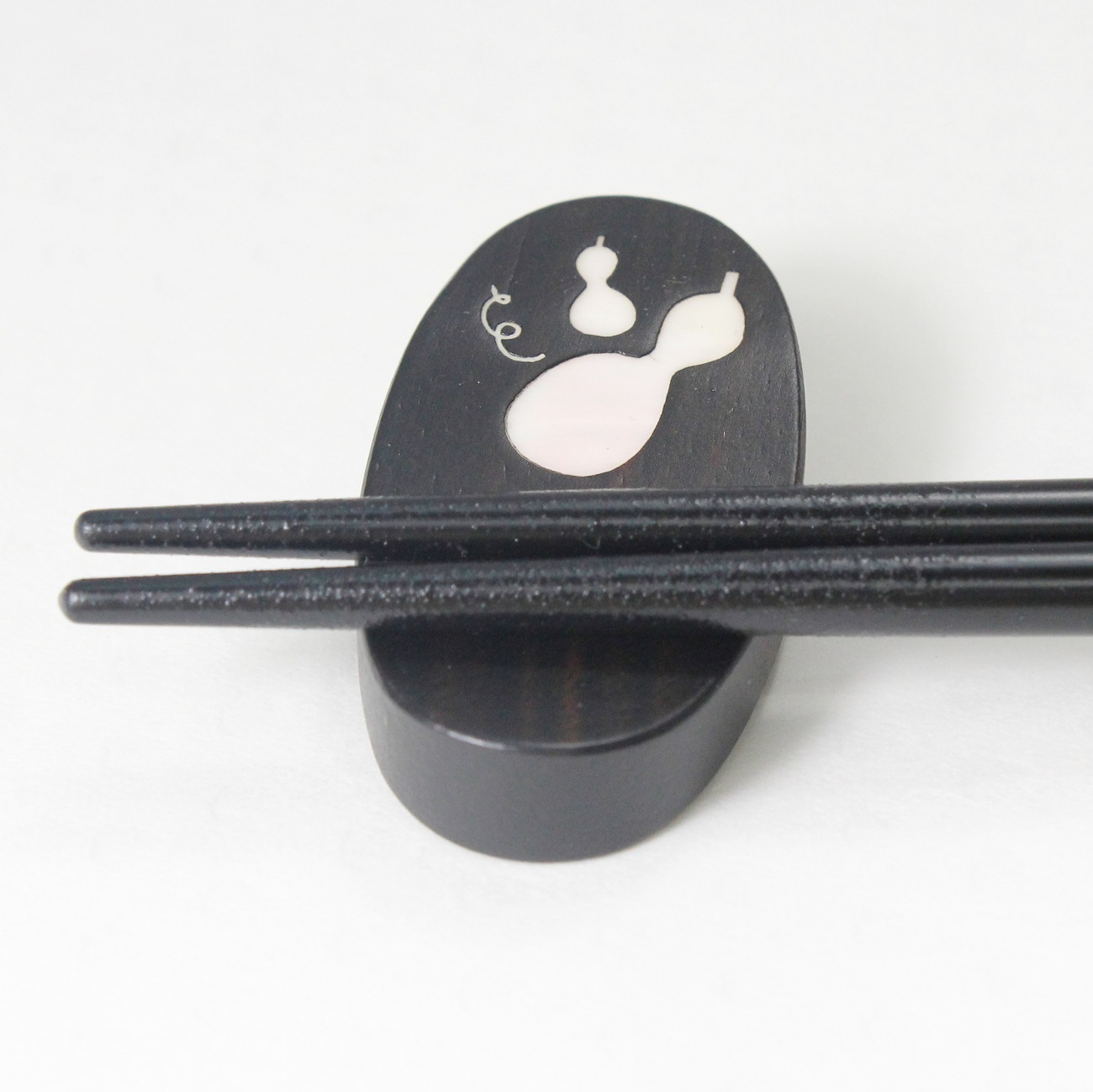 寄木黒檀・紫檀　夫婦　貝象嵌箸置付きギフト