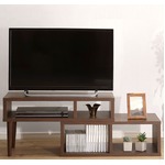 伸縮 テレビ台 ローボード 約幅75〜135cm ウォールナット 脚付き オープン収納付き コンパクト リビング 組立品|テレビボード|収納家具