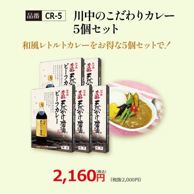 【CR-5】川中のこだわりカレー5個セット 和風レトルトカレー