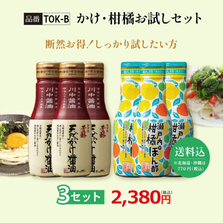 【TOK-B】かけ・柑橘お試しセット 3セット【送料込※北海道・沖縄770円要（税込）】