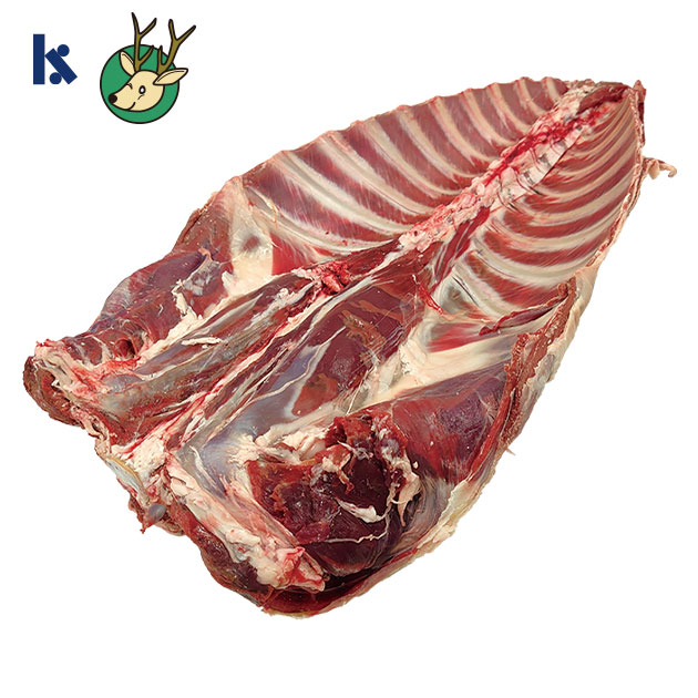 《メス指定》【不定貫】北海道産 馬木葉のエゾシカ肉 骨付きロース(サドル)ブロック【1本：約7～13kg】※長さや高さがあるため140サイズの箱での発送になります(1本の場合)。