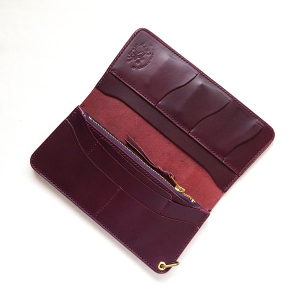 革蛸謹製台形ロングワレット サードタイプ パープル | 革蛸謹製ロング