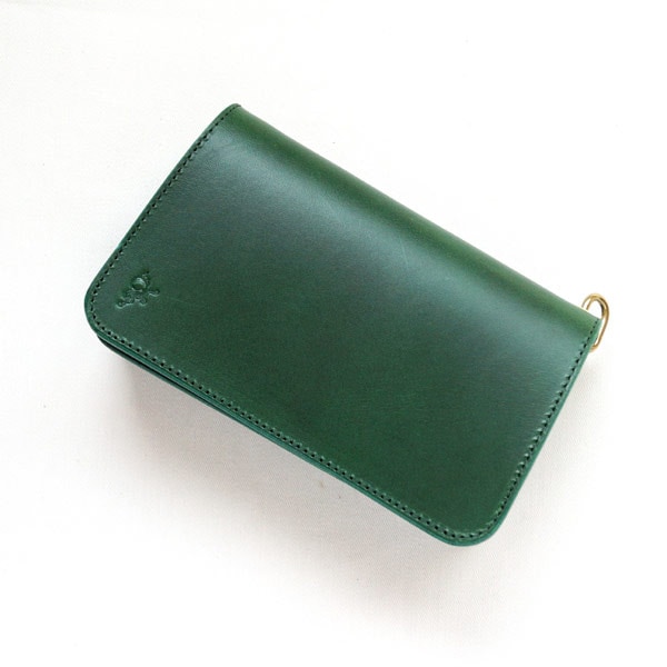 革蛸謹製台形ミドルワレット グリーン | 革蛸謹製ミドルワレット,革蛸