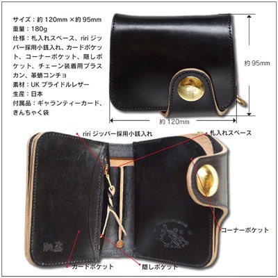 革蛸謹製 台形ショートウォレット TYPE-S- 蛸墨 | 革蛸謹製ショート