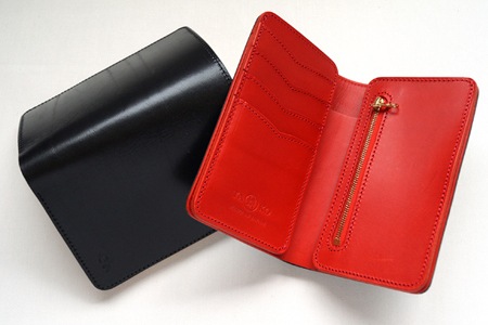 革蛸 ミドルウォレット 革蛸謹製 TAKOミドルウォレット コインタイプ BLACK/RED | 革蛸謹製