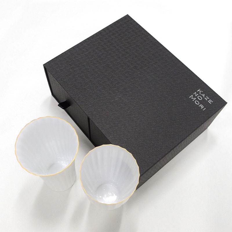 エッグシェルビアグラス 菊割/面取 セット (風の森オリジナルBox入り)