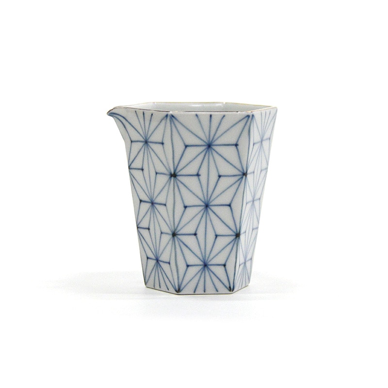 銀彩染付 六角片口/酒盃 ぐい呑み セット｜佐賀県 奥武雄温泉 風の森