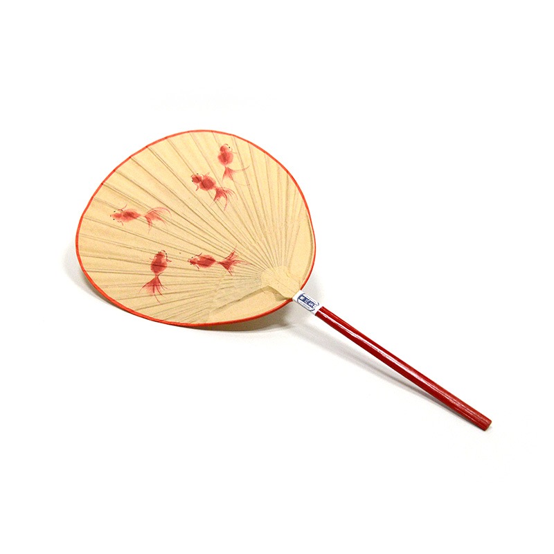 来民渋団扇 小丸 赤柄 金魚