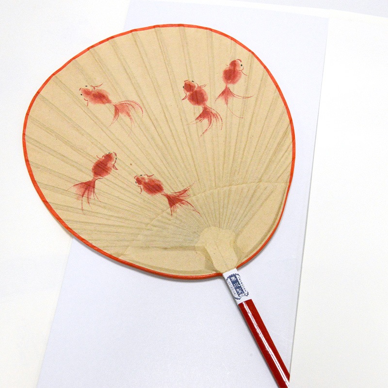 来民渋団扇 小丸 赤柄 金魚