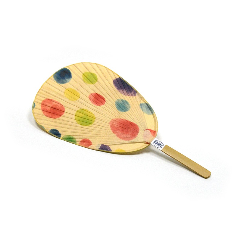 来民渋団扇 小判 水玉