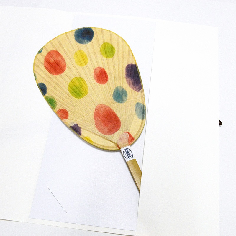 来民渋団扇 小判 水玉