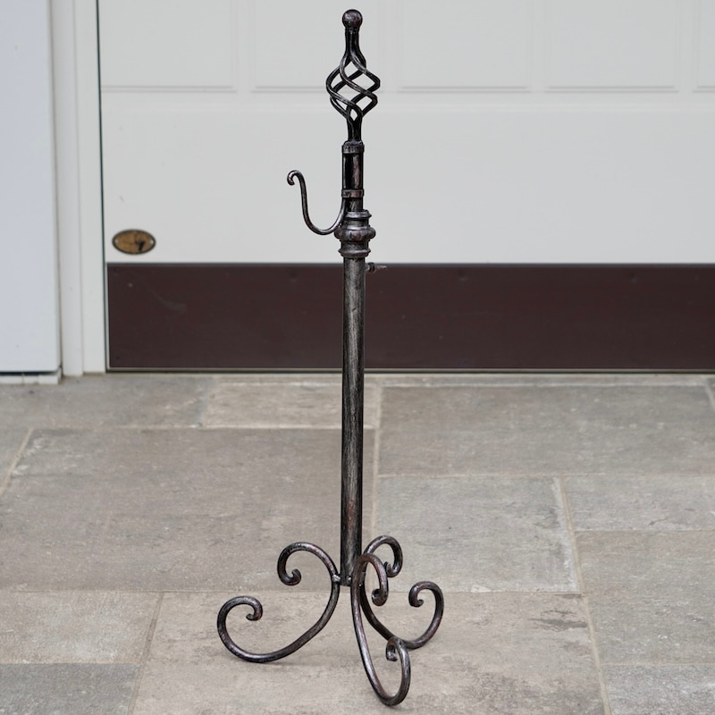 高さ調整可能♪テーブルアイアンリーススタンド(アンティークブラック)