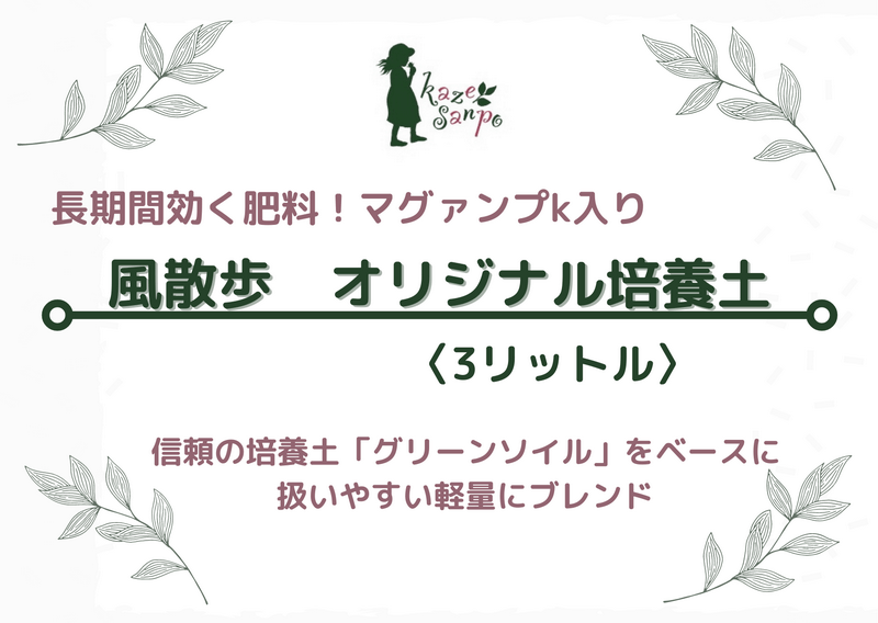 軽量！風散歩オリジナル培養土◆3L◆肥料(マグァンプK)入り