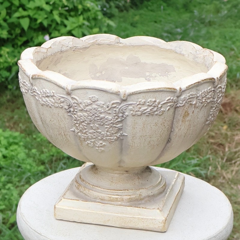 グラスファイバー・NGQシリーズ・スタンドカップポット(幅24.5cm)・アイボリー