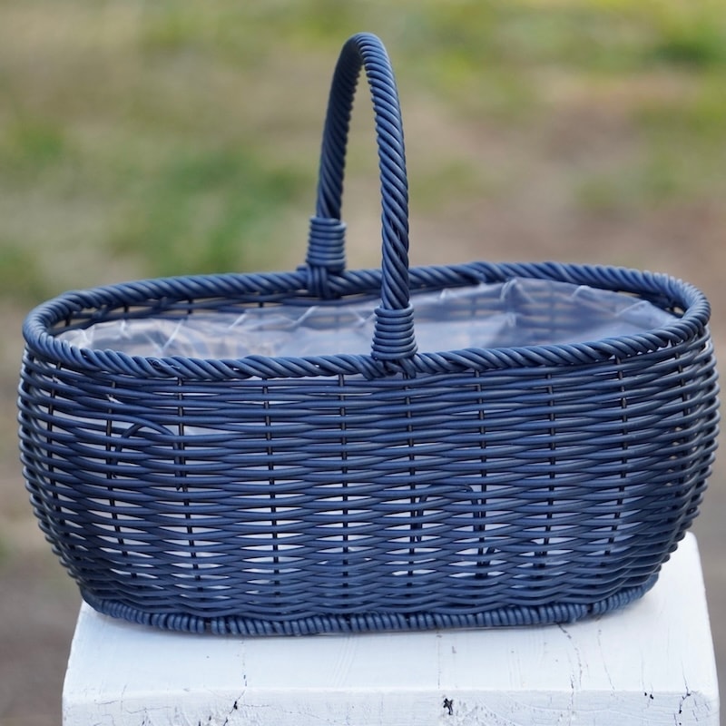 水で洗える☆ハンドバスケット・フラットワイド・ブルー