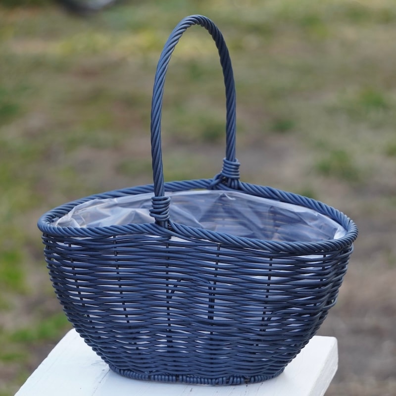 水で洗える☆ハンドバスケット・オーバル・ブルー